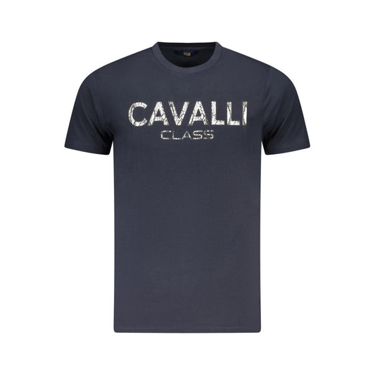Cavalli Class Blue Cotton Men T-Shirt Cavalli Class Dark Slate Gray