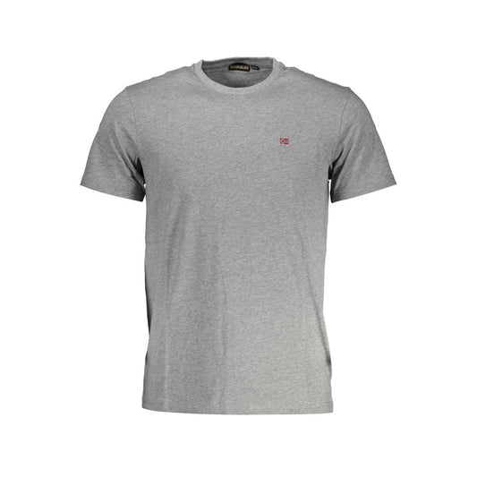 Napapijri Gray Cotton Men T-Shirt Napapijri Dark Gray