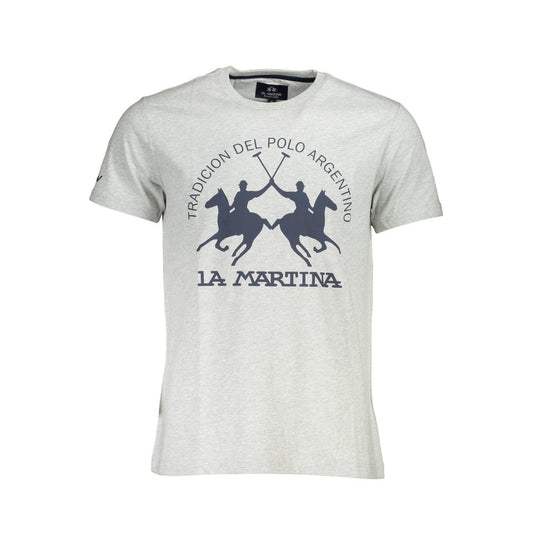 La Martina Gray Cotton Men T-Shirt La Martina Light Gray