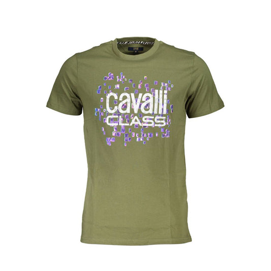 Cavalli Class Green Cotton T-Shirt Cavalli Class Dim Gray