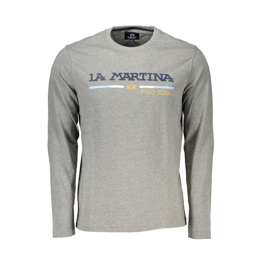 La Martina Gray Cotton Men T-Shirt La Martina Dark Gray