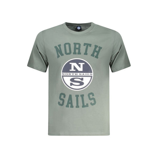 North Sails Green Cotton Men T-Shirt North Sails Light Slate Gray