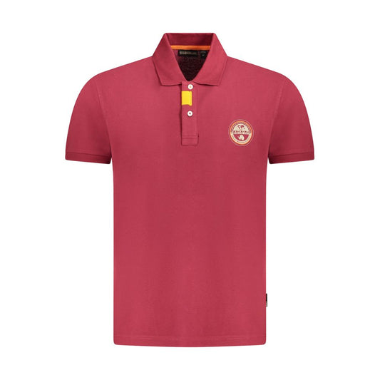 Napapijri Red Cotton Men Polo Shirt Napapijri Maroon