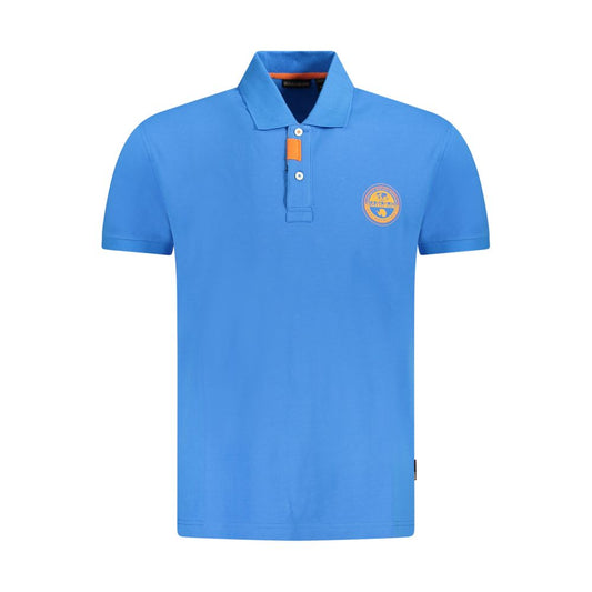 Napapijri Blue Cotton Men Polo Shirt Napapijri Cornflower Blue
