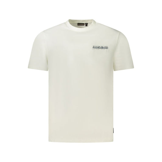 Napapijri White Cotton Men T-Shirt Napapijri Light Gray