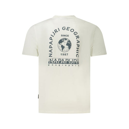 Napapijri White Cotton Men T-Shirt Napapijri Light Gray