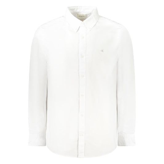 Calvin Klein White Cotton Men Shirt Calvin Klein White Smoke