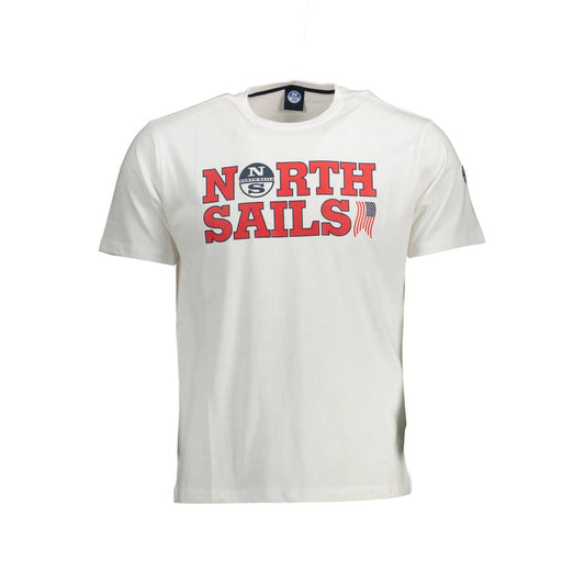 North Sails White Cotton Men T-Shirt North Sails Light Gray