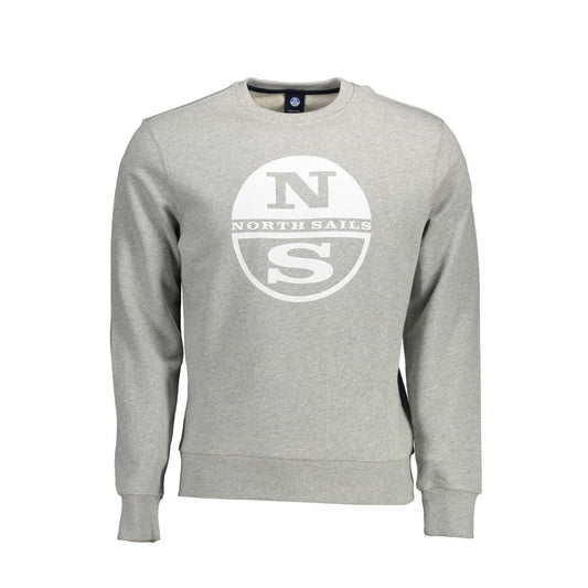 North Sails Gray Cotton Men Sweater North Sails Gray