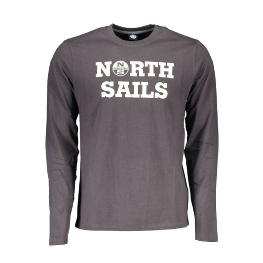 North Sails Gray Cotton Men T-Shirt North Sails Dim Gray