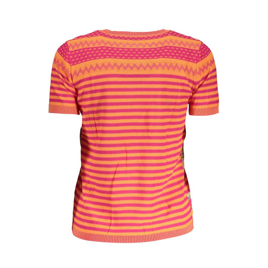 Desigual Orange Cotton Women Sweater Desigual Salmon
