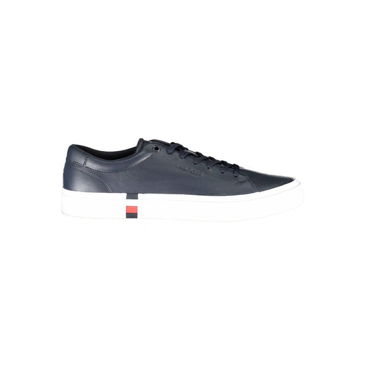 Tommy Hilfiger Blue Leather Men Sneaker Tommy Hilfiger Dark Slate Gray