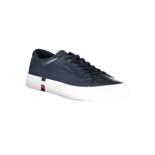 Tommy Hilfiger Blue Leather Men Sneaker Tommy Hilfiger Dark Slate Gray
