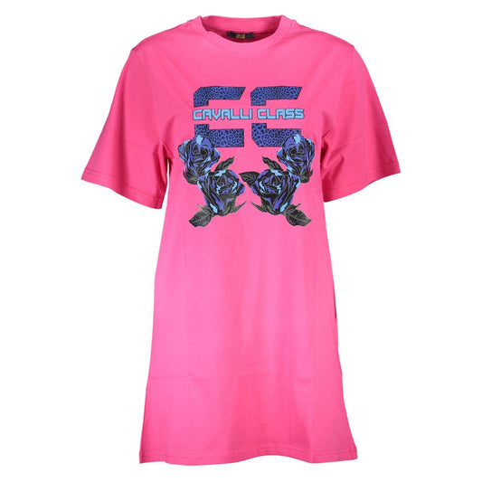 Cavalli Class Pink Cotton Women Dress Cavalli Class Hot Pink