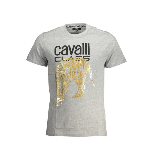 Cavalli Class Gray Cotton Men T-Shirt Cavalli Class Gray