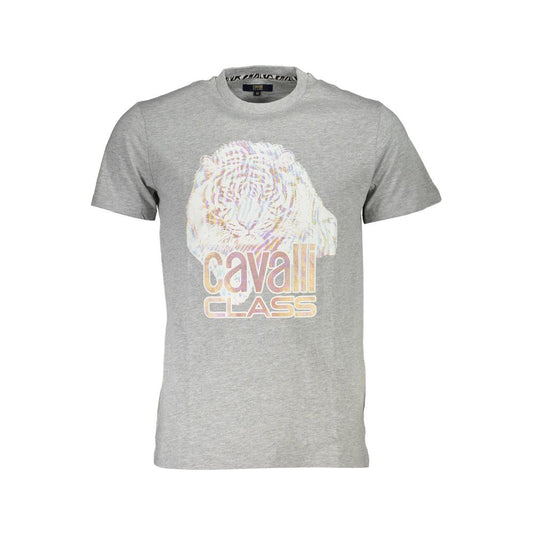 Cavalli Class Gray Cotton Men T-Shirt Cavalli Class Gray