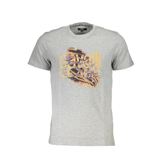 Cavalli Class Gray Cotton Men T-Shirt Cavalli Class Gray