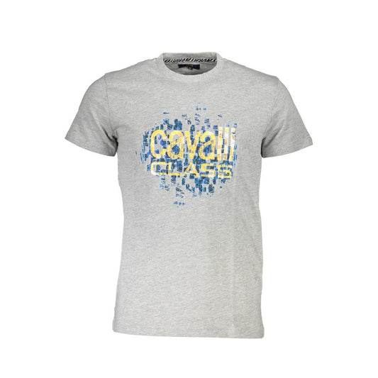Cavalli Class Gray Cotton Men T-Shirt Cavalli Class Gray