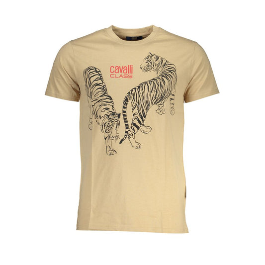Cavalli Class Beige Cotton T-Shirt Cavalli Class Tan