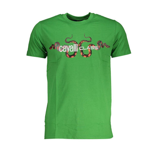 Cavalli Class Green Cotton T-Shirt Cavalli Class Sea Green