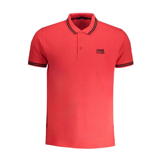 Cavalli Class Red Cotton Polo Shirt Cavalli Class Tomato