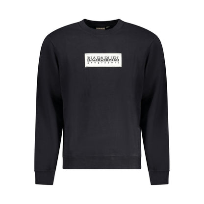 Napapijri Black Cotton Men Sweater featuring a sleek black design and iconic logo for modern sophistication.