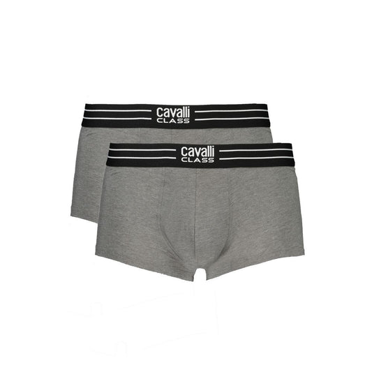 Cavalli Class Gray Cotton Men Boxer Pair Cavalli Class Slate Gray