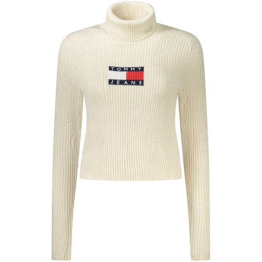 Tommy Hilfiger Beige Polyester Women Sweater Turtleneck Tommy Hilfiger Light Gray