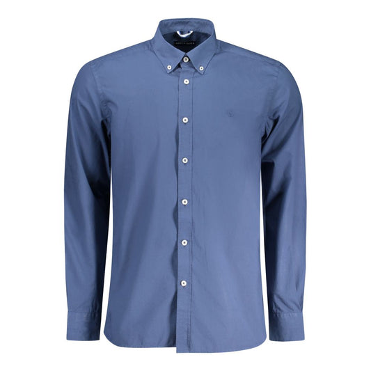 North Sails Blue Cotton Men Shirt North Sails Slate Gray