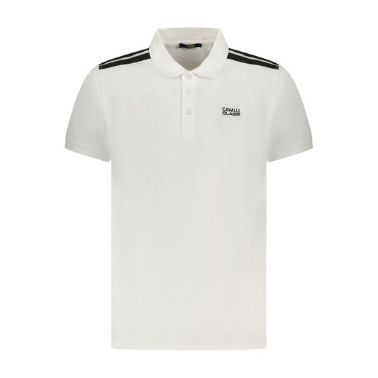 Cavalli Class White Cotton Men Polo Shirt Cavalli Class Light Gray