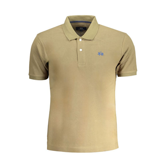 La Martina Green Cotton Polo Shirt La Martina Dark Khaki