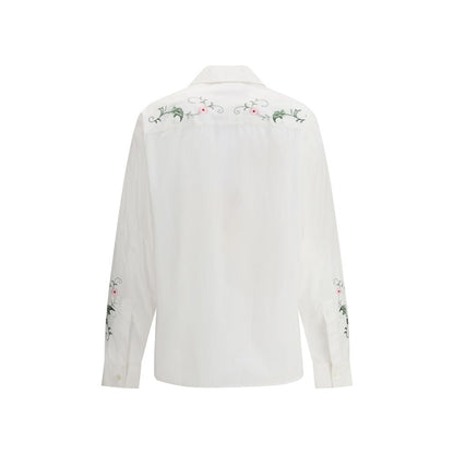 Baziszt White Cotton Pattern Shirt