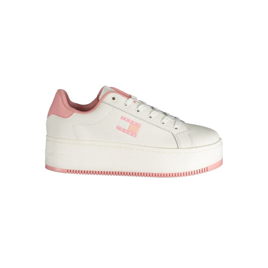 Tommy Hilfiger Pink Polyester Sneaker Tommy Hilfiger Antique White