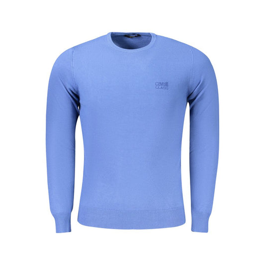 Cavalli Class Blue Viscose Men Sweater Cavalli Class Cornflower Blue