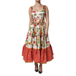 Dolce & Gabbana White Vegetables Sleeveless A-line Dress