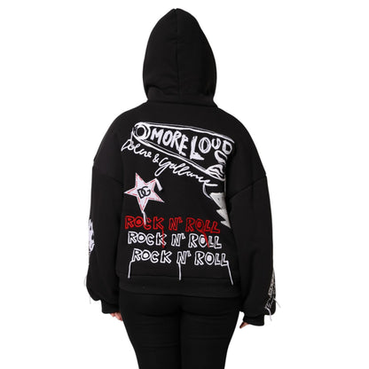 Dolce & Gabbana Black Embroidered Full Zip Hooded Jacket
