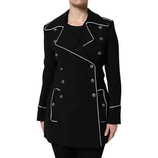 Dolce & Gabbana Black Wool Double Breasted Blazer Jacket