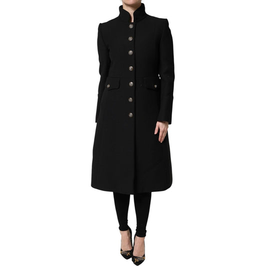 Dolce & Gabbana Black Wool Single Breasted Trench Coat Jacket