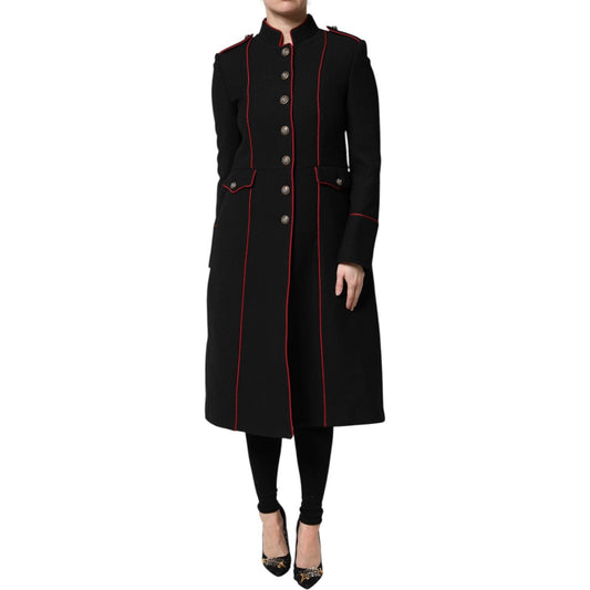 Dolce & Gabbana Black Wool Single Breasted Trench Coat Jacket