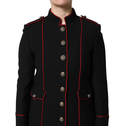 Dolce & Gabbana Black Wool Single Breasted Trench Coat Jacket
