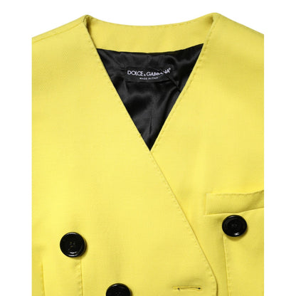 Dolce & Gabbana Yellow Double Breasted Trench Coat Jacket