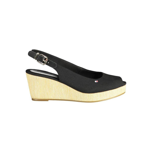 Tommy Hilfiger Black Leather Women Sandal