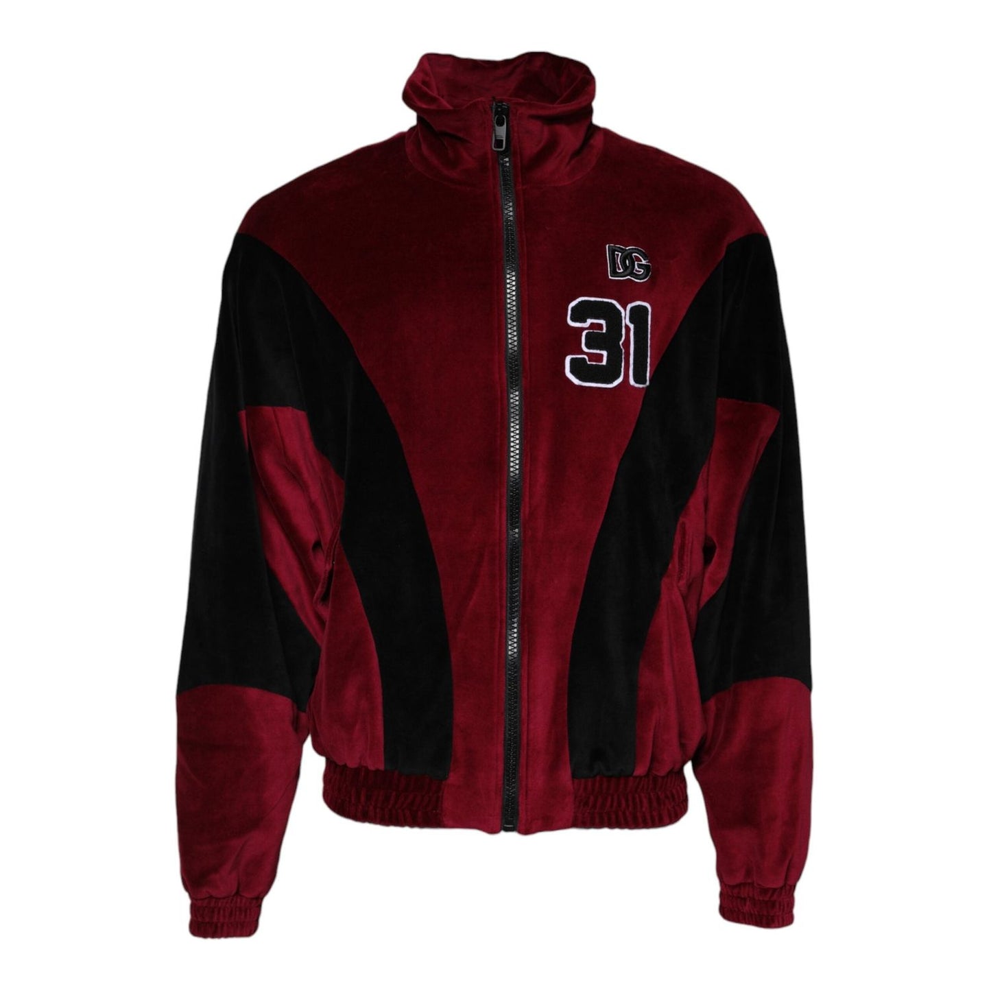 Dolce & Gabbana Red Black Cotton Logo FullZip Bomber Jacket TSH90304-52