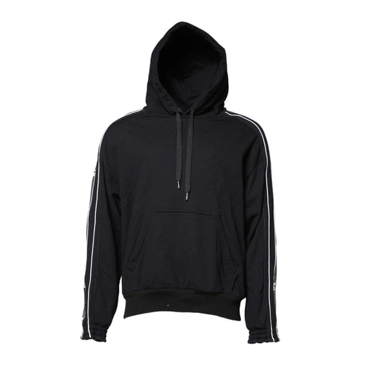 Dolce & Gabbana Black Cotton Logo Hooded Sweatshirt Sweater TSH90274-50