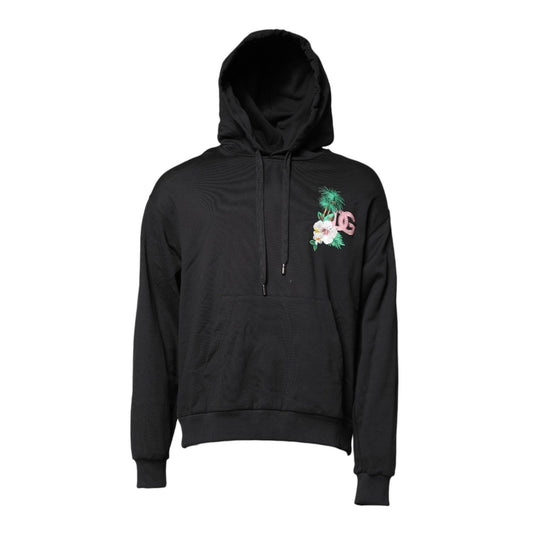 Dolce & Gabbana Black Embroidery Hooded Sweatshirt Sweater TSH90276-54