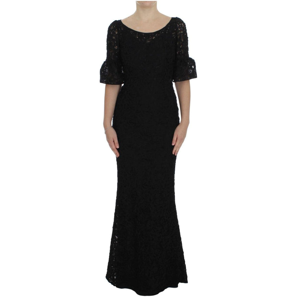 Dolce & Gabbana Black Floral Lace Long Bodycon Maxi Dress NOC10084-2