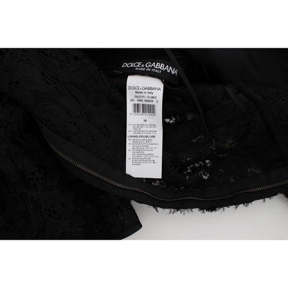 Dolce & Gabbana Black Floral Lace Long Bodycon Maxi Dress