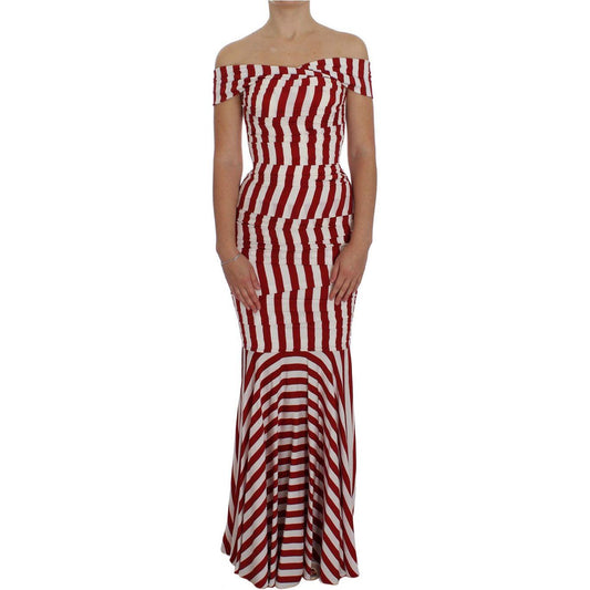 Dolce & Gabbana Elegant Red and White Striped Silk Bodycon Dress Dolce & Gabbana Sienna