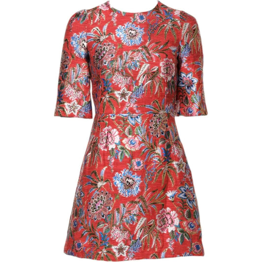 Dolce & Gabbana Red Floral Jacquard A-line Mini Dress DR81641-36