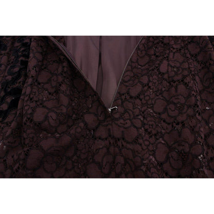 Dolce & Gabbana Purple Floral Lace Ricamo Maxi Dress